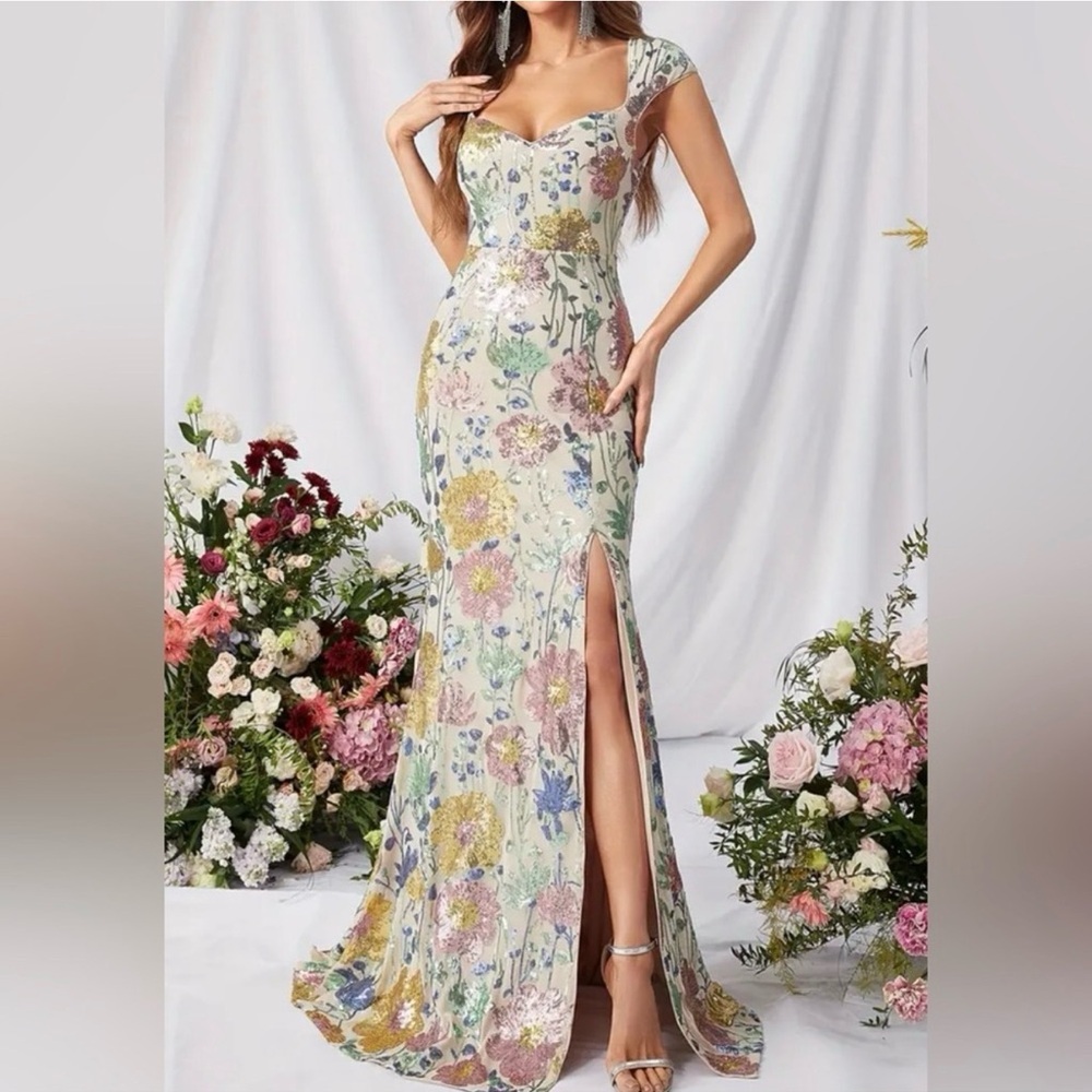 Floral Cap Sleeve Maxi Dress